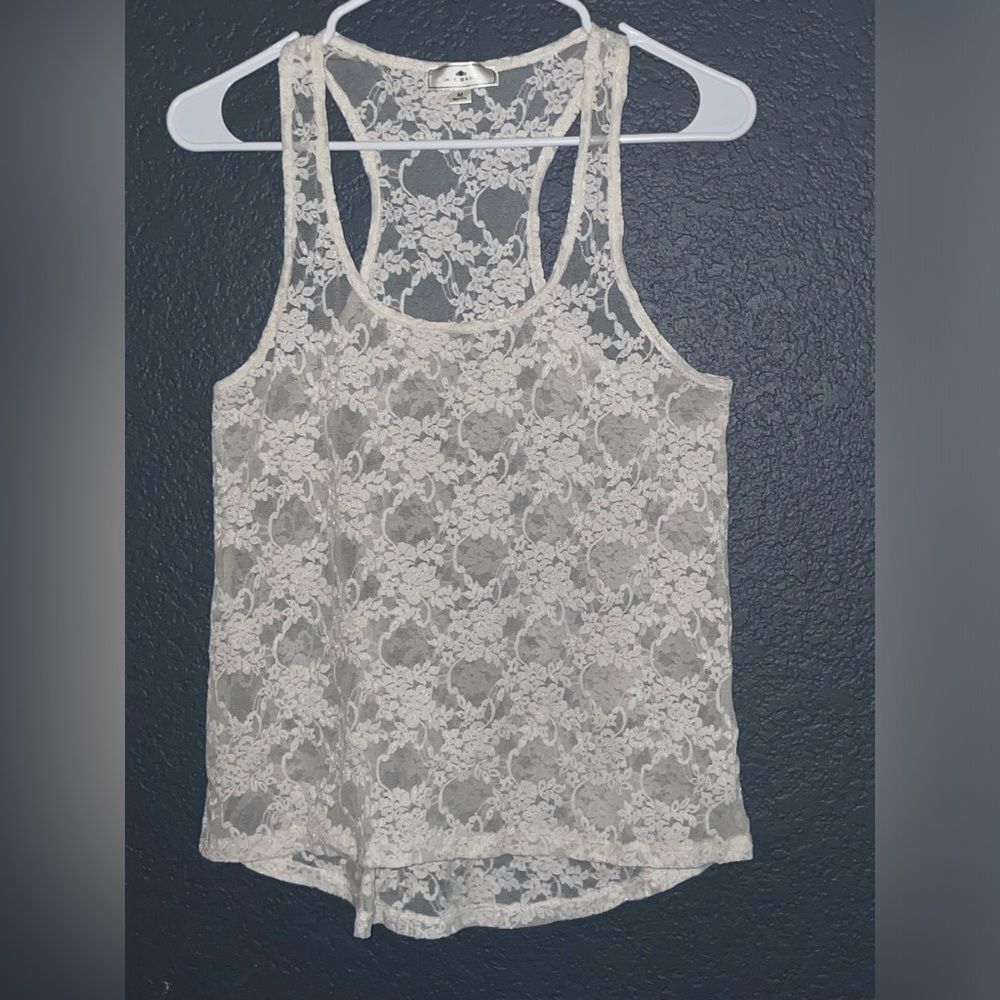 Iris Basic white floral lace tank top size medium sleeveless cami camisole comfy - Picture 3 of 10